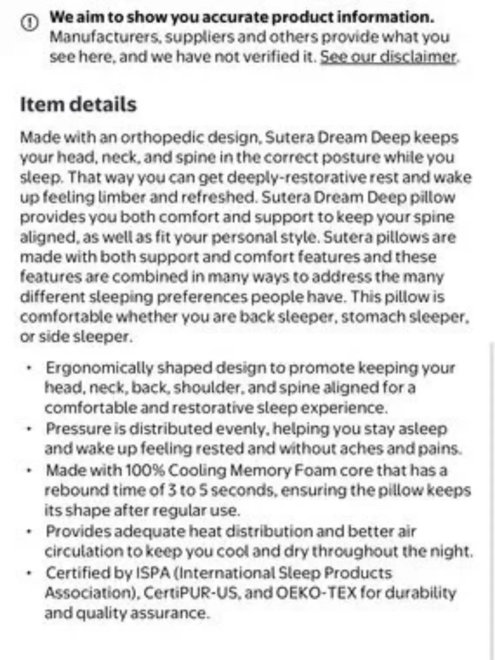 Pair of Sutera Dream Deep Contour Memory Foam Pillows